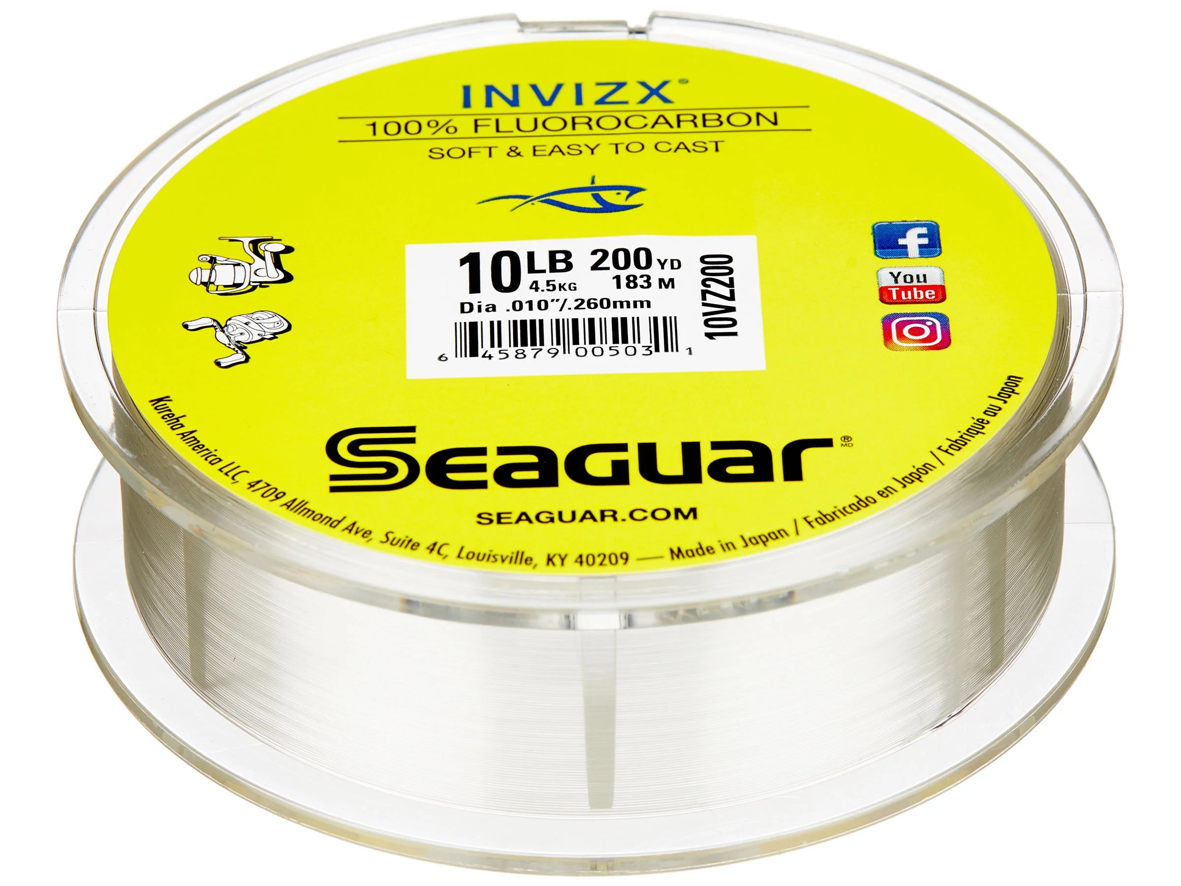 Seaguar InvizX Fluorocarbon Fishing Line, 200 yd