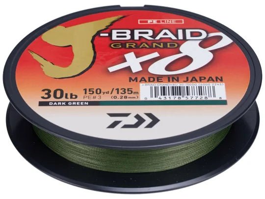  DAIWA J-Braid Grand x8 Braided Line displaying its high-strength and smooth construction, ideal for reliable fishing experiences.