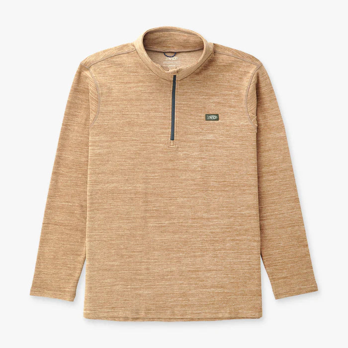 Aftco Coastal Layer 1/4 Zip showcasing its lightweight fabric, stylish design, and breathable features, perfect for layering during fishing trips and outdoor activities.