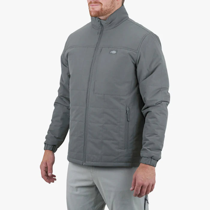 Aftco Crosswind Puffer Jacket featuring heavyweight insulation, a durable exterior, and multiple pockets, perfect for warmth and functionality during fishing trips and outdoor activities.