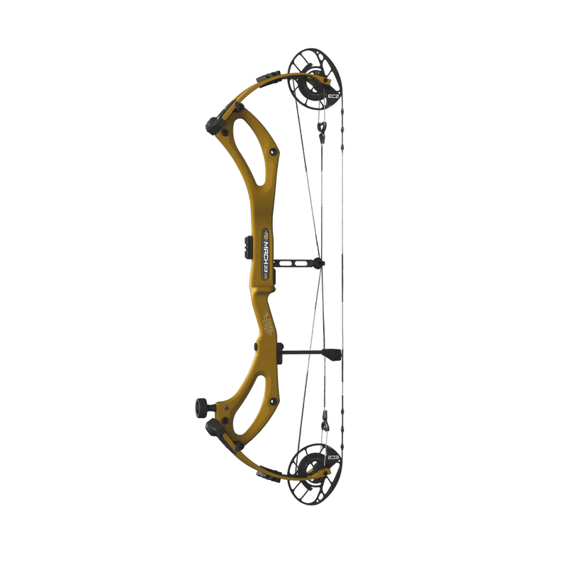 PSE Mach 33 Compound Bow with EC2 Cam System, carbon riser, and Full Draw Stability System, designed for high precision and speed, available in 60, 70, and 80 lbs draw weights