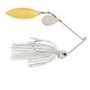 BOOYAH Covert Series 1/2 oz White Silver Scale and Pearl White — gold willow and nickel Colorado blades