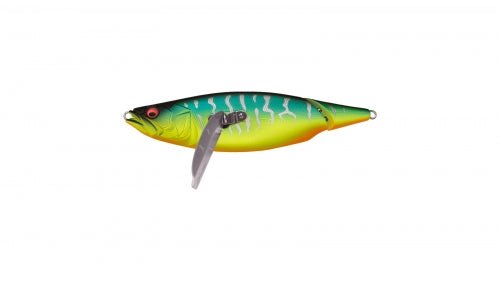 Megabass I-WING 135 showcasing its sleek profile and vibrant colors, ideal for effective topwater fishing presentations.