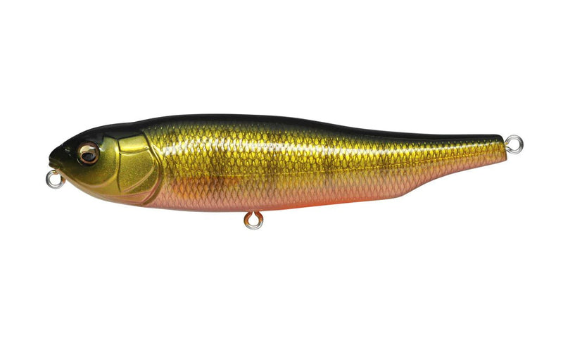 Megabass GIANT DOG-X showcasing its sleek profile and vibrant colors, perfect for effective topwater fishing.