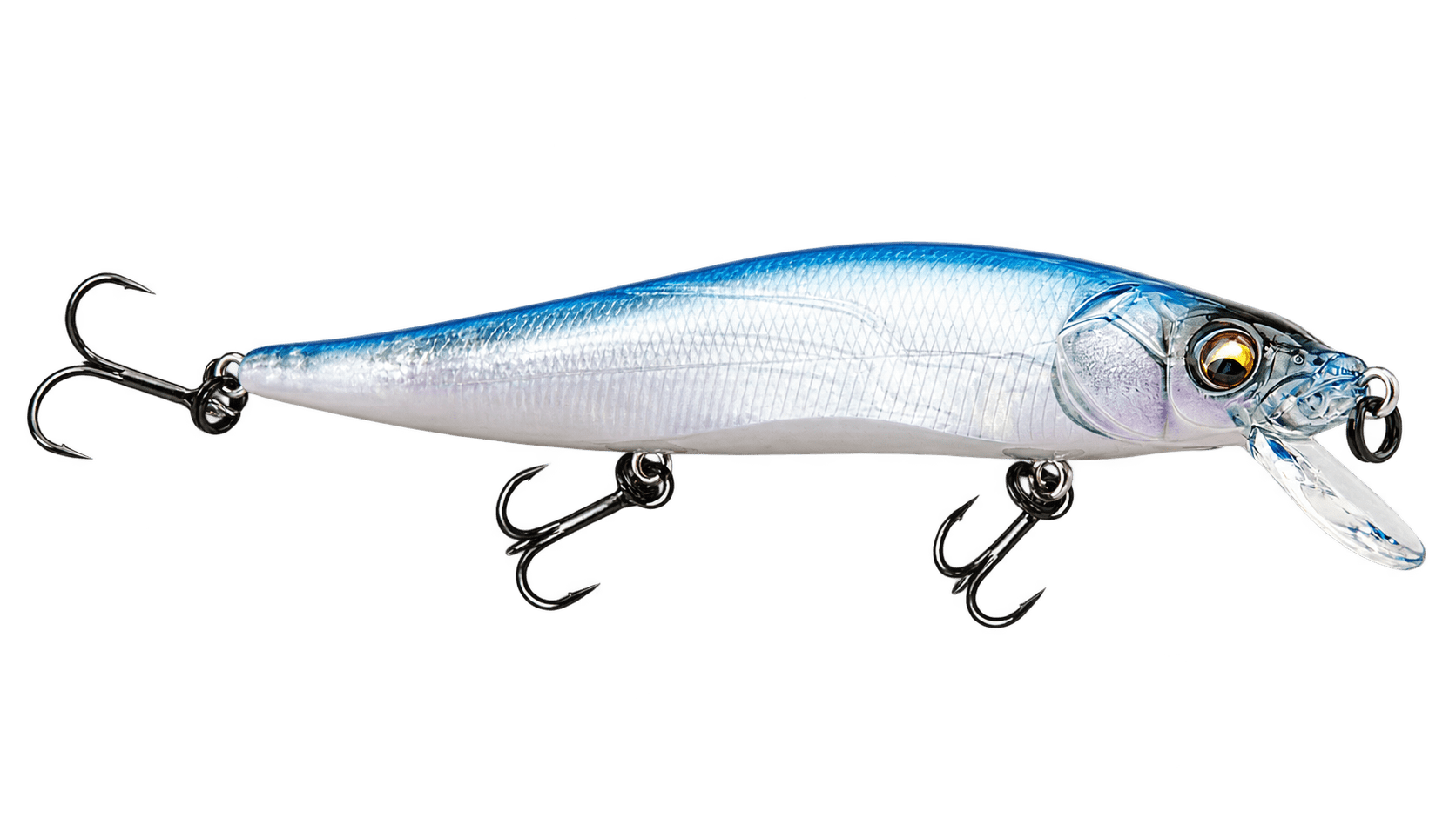 VISION ONETEN jerkbait in silver and blue, side profile